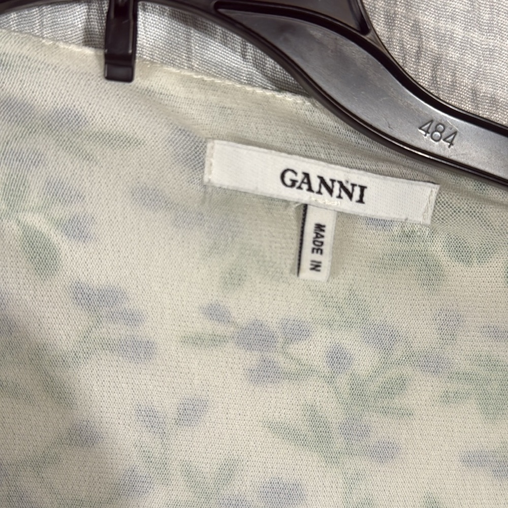 Ganni Blue and Green Floral Midi Dress - Picture 3 of 11